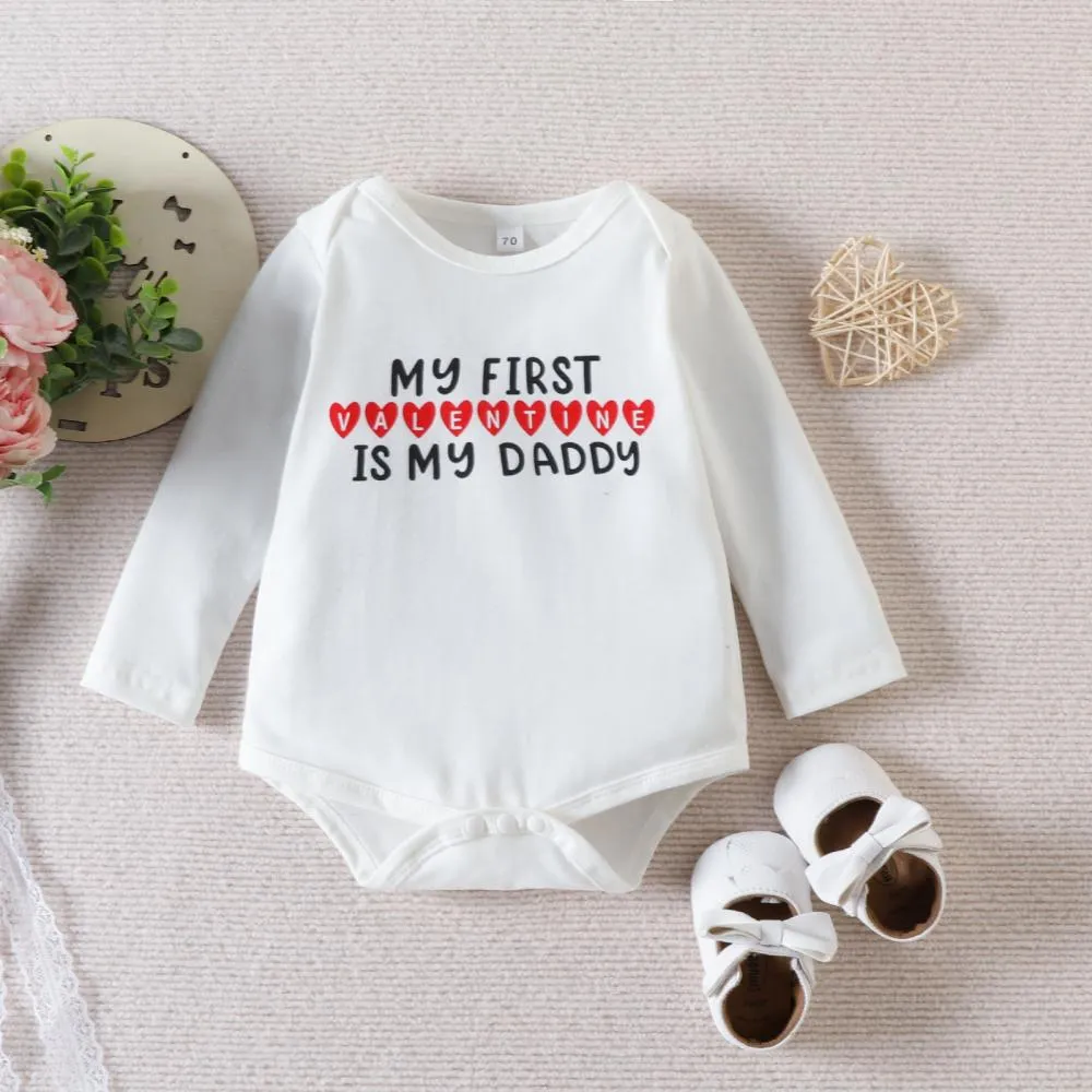 Western-style Baby Girl Valentine's Day Letter Print Romper   Flared Pants Set Wholesale Baby Clothes