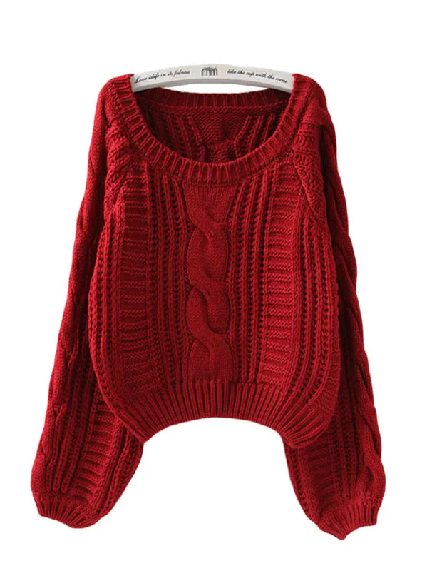 Women Sweaters And Pullovers Lantern Sleeve Short Sweater