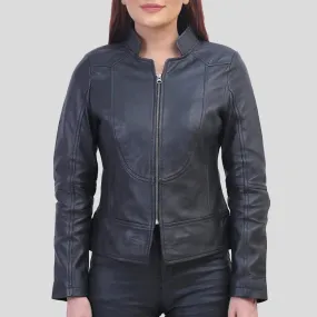 Womens Black Biker Leather Jacket