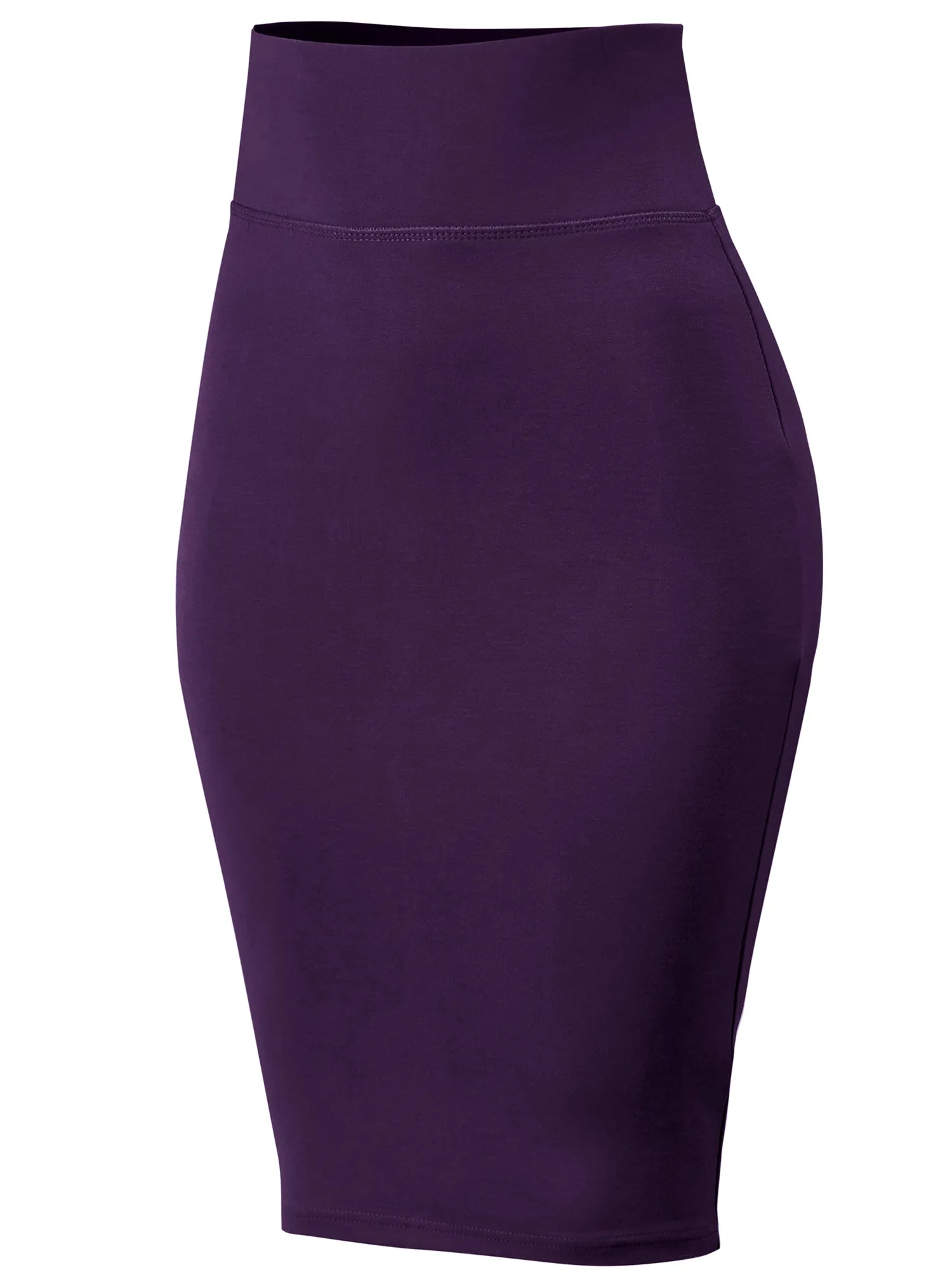 Women's Elastic Waist Stretch Slim Fit Midi Pencil Skirt (FWS1054)