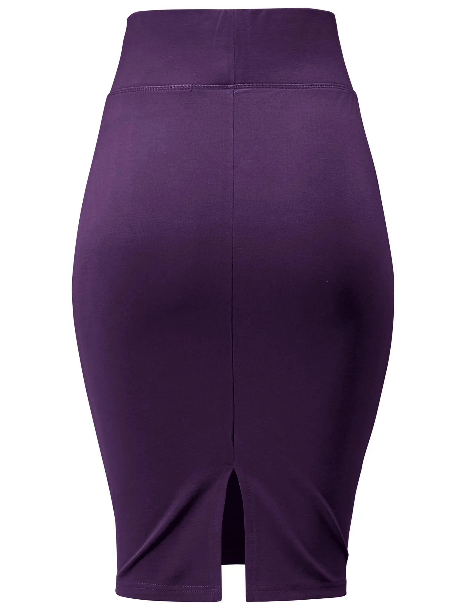 Women's Elastic Waist Stretch Slim Fit Midi Pencil Skirt (FWS1054)