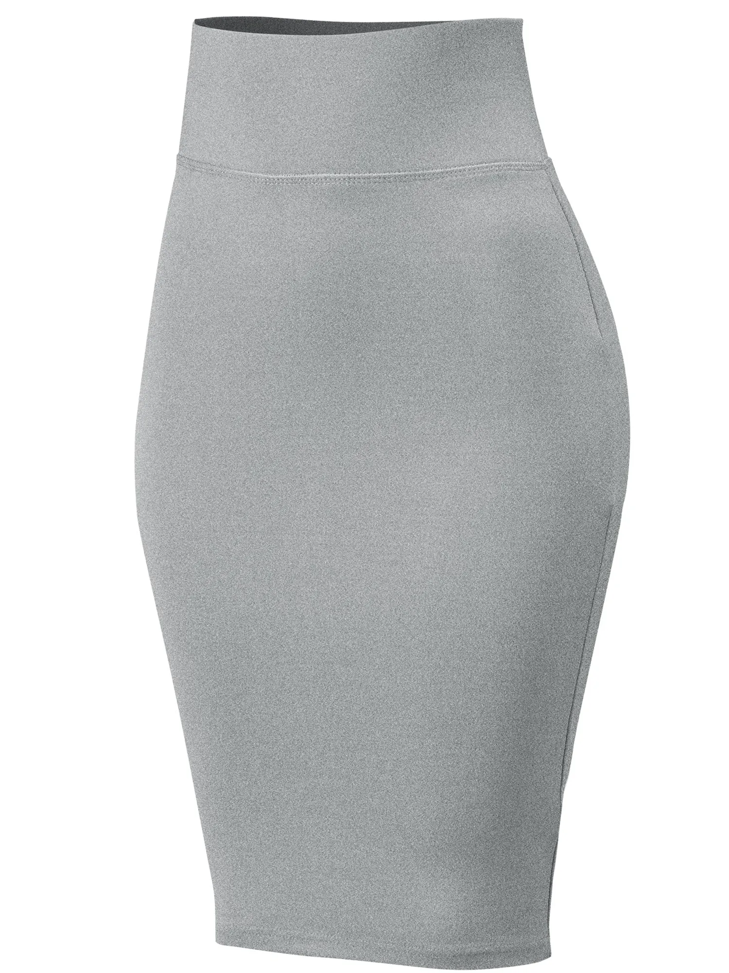 Women's Elastic Waist Stretch Slim Fit Midi Pencil Skirt (FWS1054)