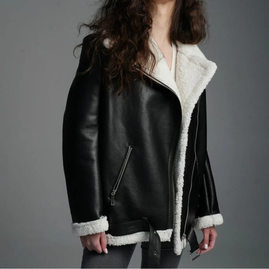 Women's Real Shearling Leather Coat - Timeless Elegance in Original Fur