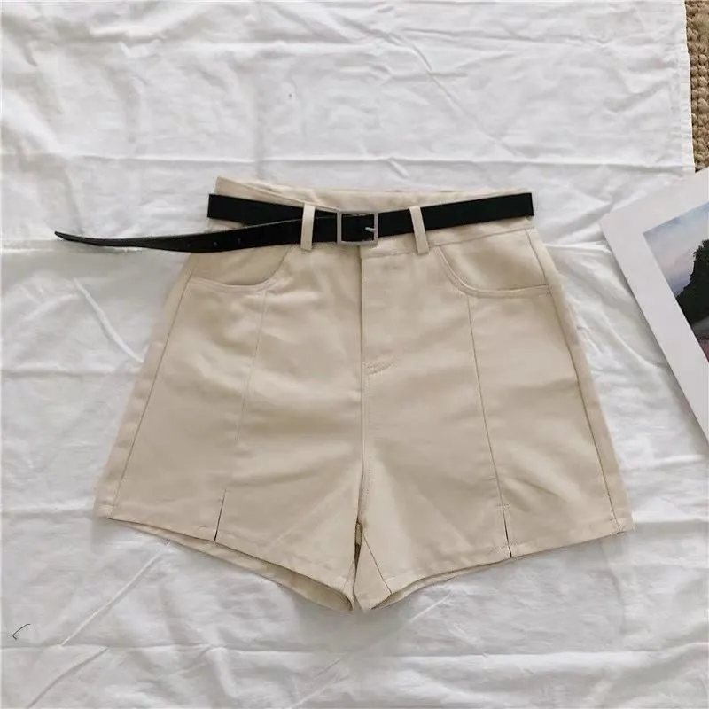 Women's Summer Split Wide Leg Casual Pants Solid Color High Waist Shorts