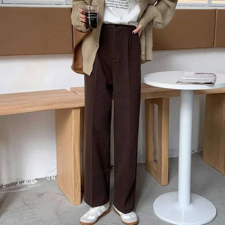 Woolen Korean Aesthetic Solid Color Pants