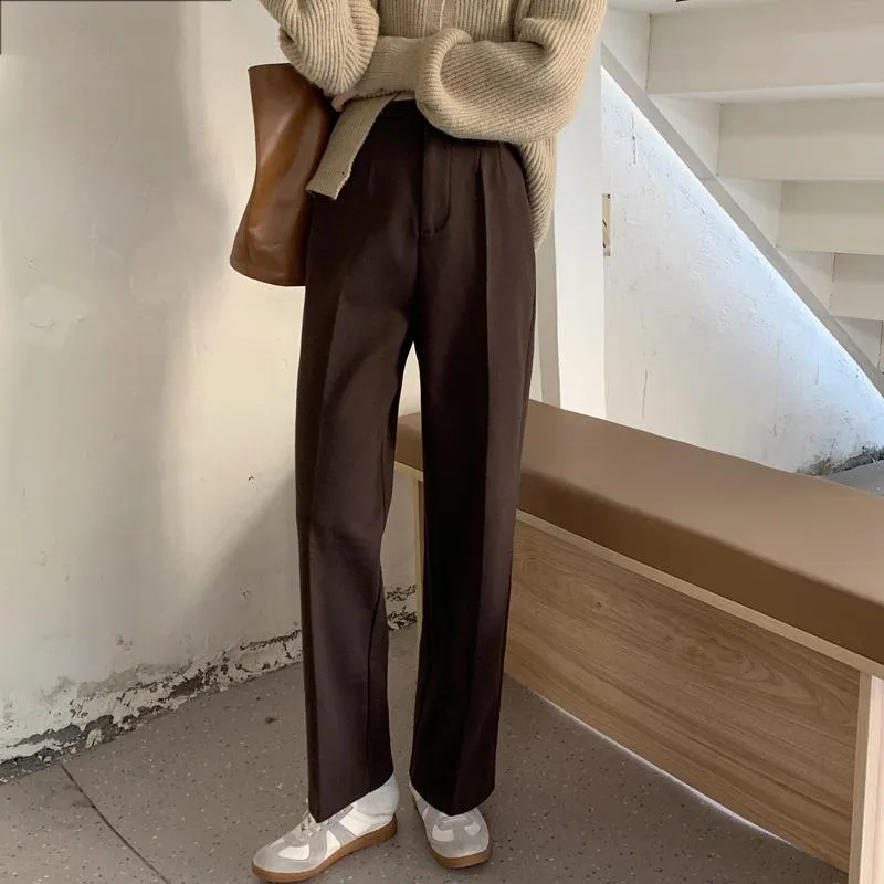 Woolen Korean Aesthetic Solid Color Pants