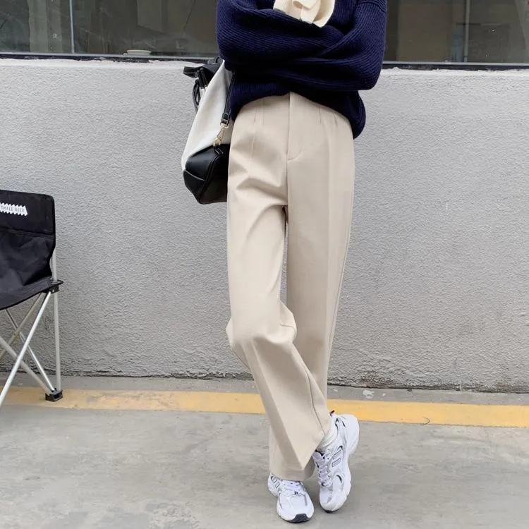 Woolen Korean Aesthetic Solid Color Pants