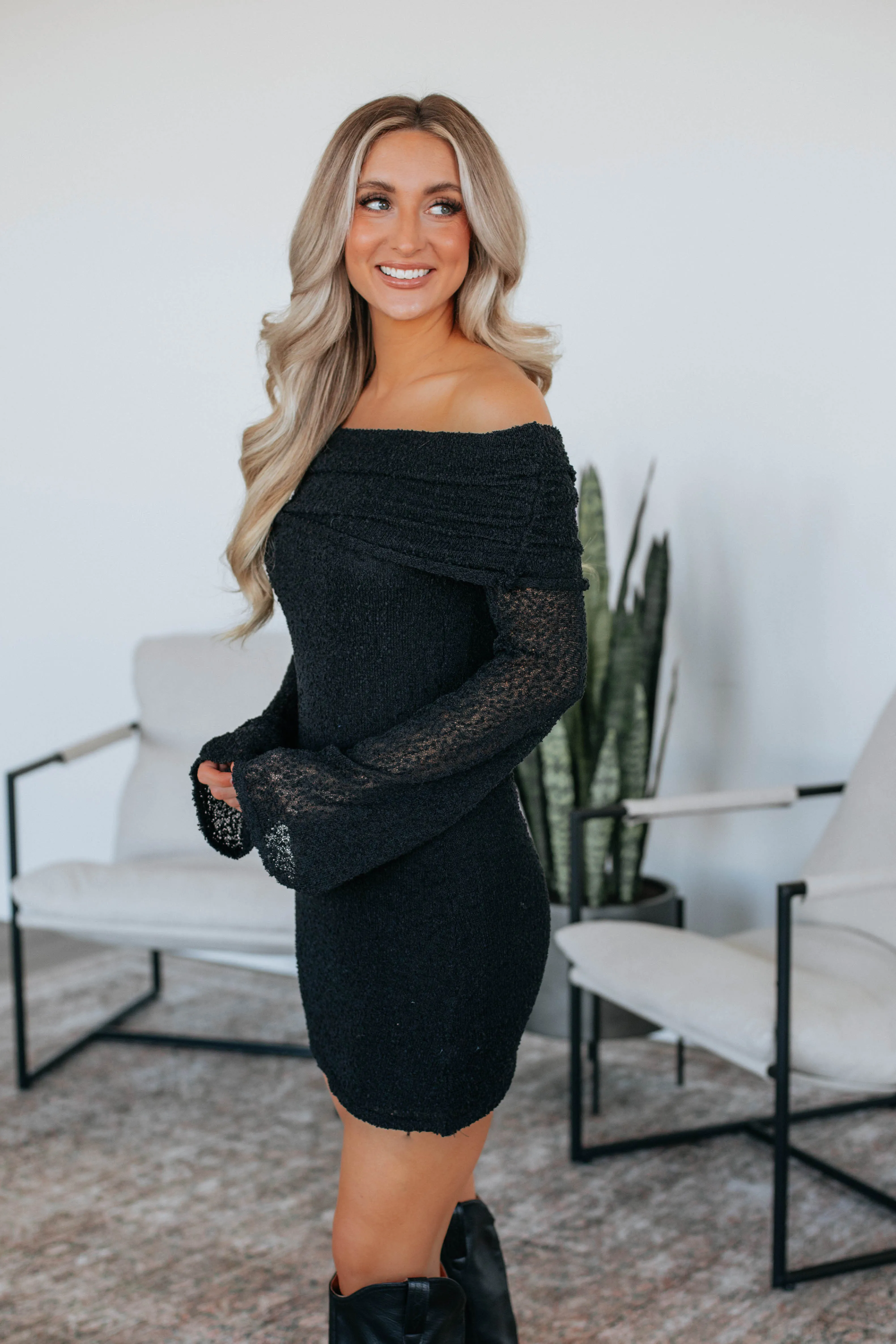 Xandra Off Shoulder Dress - Black