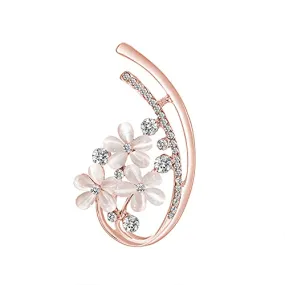 Yellow Chimes Floral Brooch for Women Elegant Rosegold Plated Opal Crystal Floral Brooch for Women and Girls