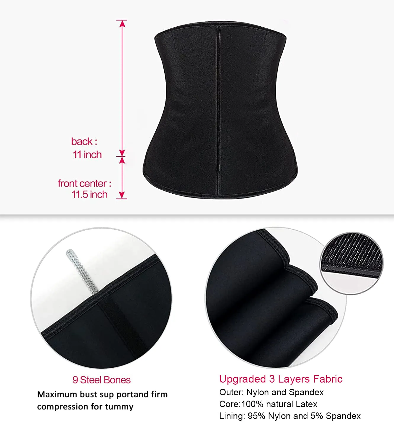 YIANNA Latex Waist Trainer for Women Underbust Waist Cincher Corset Hourglass Workout Body Shaper Girdle